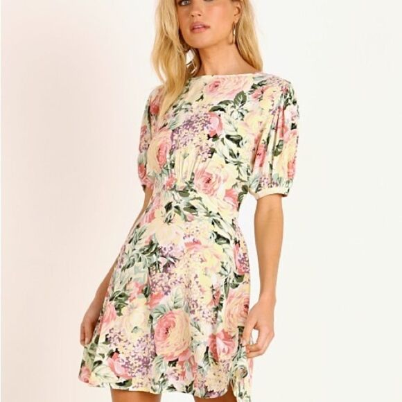 Faithful The Brand | Sidonie Mini Dress Venissa Floral Yellow Size 2 XS - Picture 1 of 10